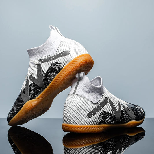 Men's Sports IC Indoor Flat Bottomed Football Shoes Adult High-Tops Wear-Resisting Training Shoes Teenagers Non-Slip Shoes