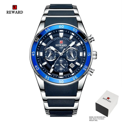 REWARD Relogios Masculino 81011M Sports Silicone Quartz Men's Watch Waterproof Calendar Chronograph Luminous Watches Men Часы
