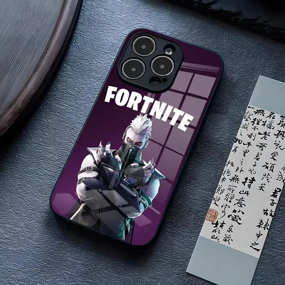 Θήκη τηλεφώνου B-Battle-R-Royales-F-FortniteS για iPhone 17 Pro Max 15 Pro 14 12 11 13 Mini X XR XS 16 Plus SE, γυάλινο κάλυμμα