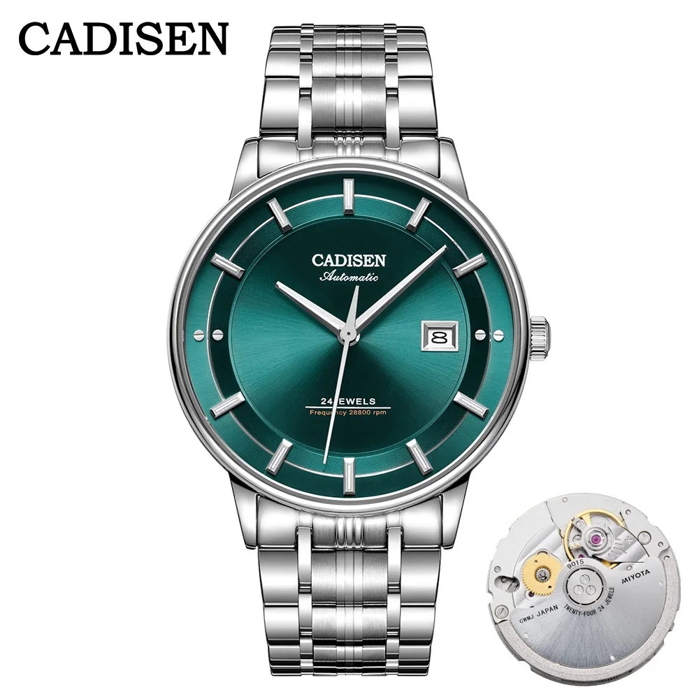 CADISEN Ultra-thin Mechanical Wristwatch Japan MIYOTA 9015 Top Brand Luxury Single-dome Sapphire Crystal Automatic Watch Man