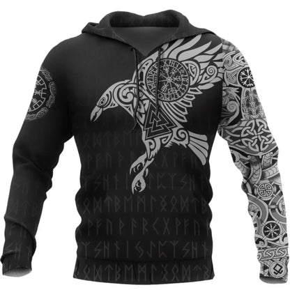 2023 New Autumn Men's Hoodie Wolf Print 3D Sweatshirts Urban Trendy All-Match Oversized Tops Poleron Hooded Clothes Men's Clothing