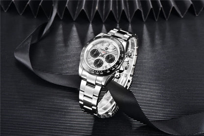 PAGANI DESIGN V2 40MM Herrenuhr mit Meteorit-Zifferblatt, Quarzwerk, Saphirglas, Retro-Chronograph, wasserdichte Uhr für Herren