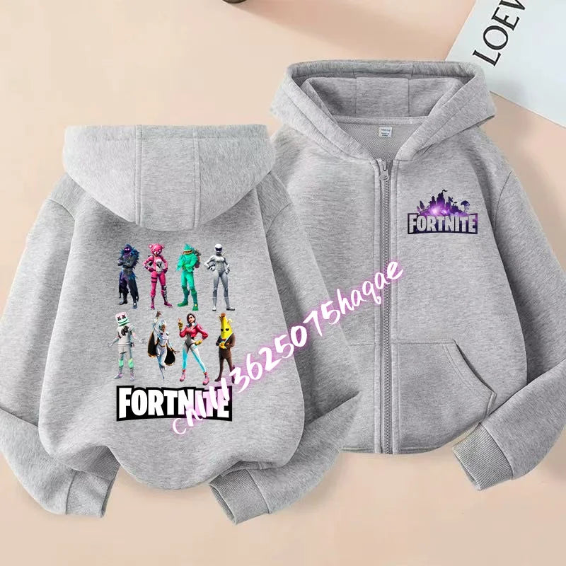 New Fortnites Child Zip-up Hoodie Cartoon Anime Hoodies Casual Breathable Kids Boys Coat Jackets 2026 Spring Children Clothing