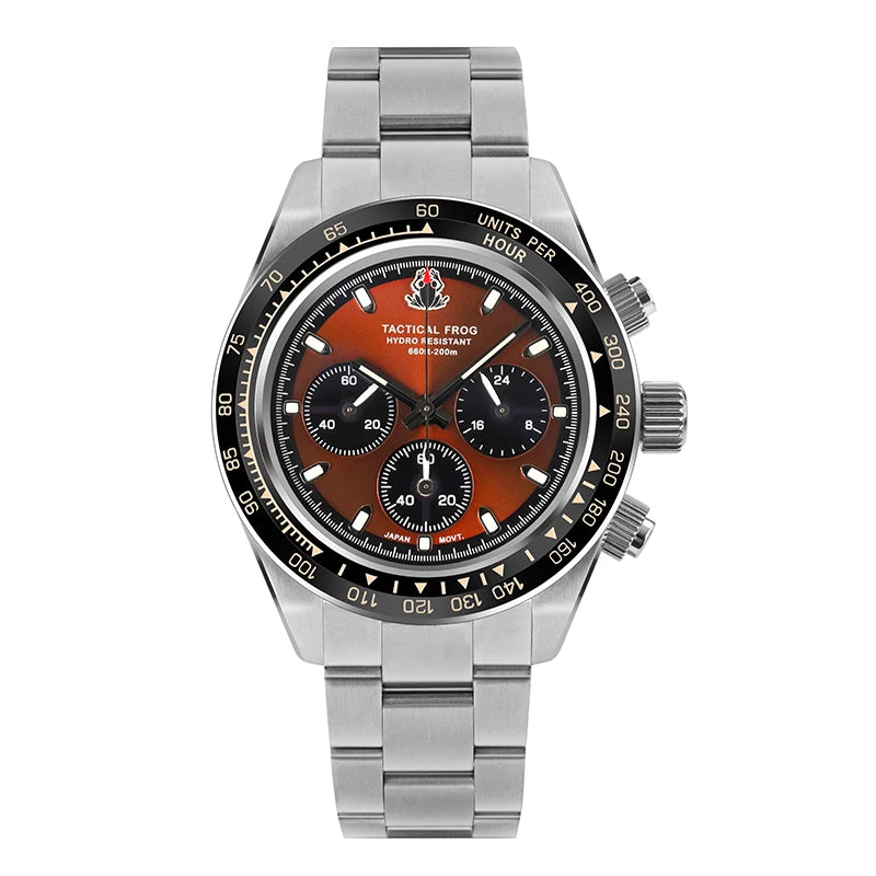 Tactical Frog Quartz Watch VS75 Solar Chronograph Sapphire 200m Waterproof Luxury Watch Luminous Quartz Movement 41mm Mens Watch