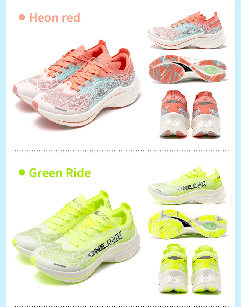 ONEMIX Carbon Plate Running Shoes for Men, Shock Absorption, Ultra-Light Sports Shoes, Rebound Outdoor Women Marathon Sneakers