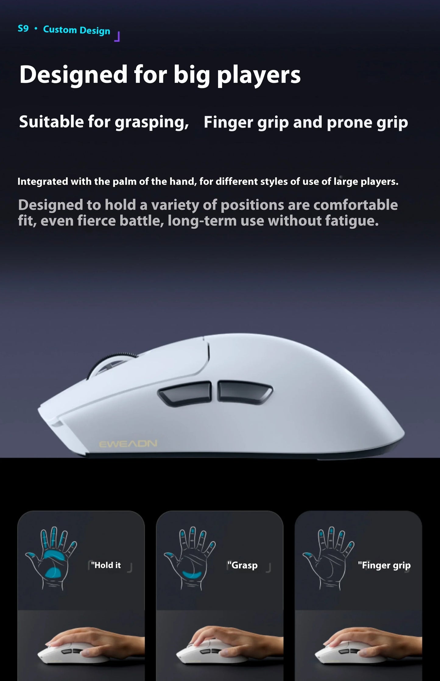 EWEADN S9 Pro Ultra V2 Lightweight Wireless Gaming Mouse Tri-Mode Tri-model Mouse 2.4G USB-CBT 8K Polling 26K DPI PAW3395 Mice