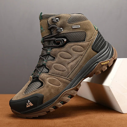 HIKEUP High-Top Men Hiking Boots Winter Outdoor Shoes Lace-Up Non-Slip Sports Casual Trekking Boots Men Suede Warm Shoes