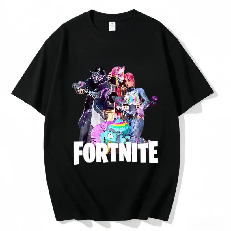 Fortnite Crew Neck T-Shirt Unisex Adult Game Dance Fashion New Pure Cotton Short Sleeve Tops Perfect for Casual Wear Vacations