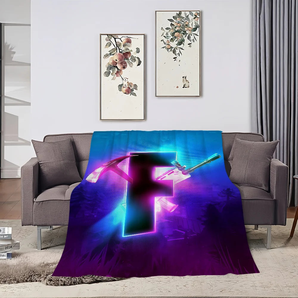 F-Fortnite Logo Game Blanket Soft Throw Blanket for Picnic Bed Sofa Home Bedroom Cozy Warm Comfortable