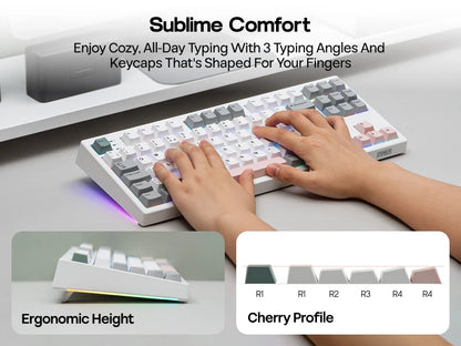 ISO-UK Layout EPOMAKER TH87 TKL Layout Wired/BT/2.4Ghz Wireless NKRO Mechanical Keyboard with 10000mAh Battery & RGB Light