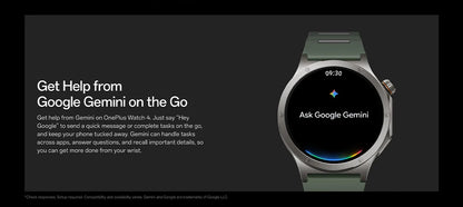 Global version OnePlus Watch 4 Smartwatch 1.5 inches Wear OS by Google Snapdragon W5 up to 16 days Google Wallet Chat with Google Gemini