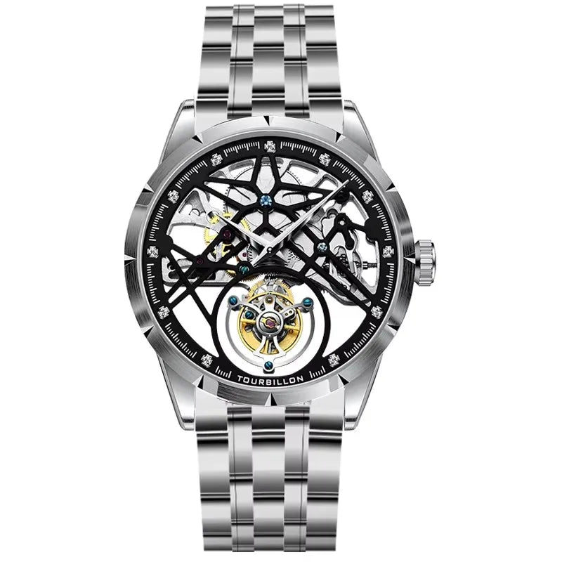 JINLERY Fashion Real Tourbillon Watch Man Luxury Skeleton Watches for Men Wristwatch Male Clock New  Gifts Relogio Masculino2025