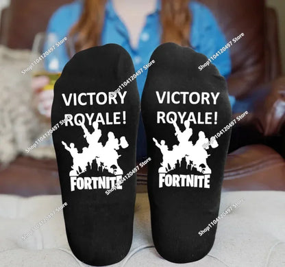 FORTNITE Sportsocken Sommer Schwarz Weiß Atmungsaktive Low-Cut-Socken No-Show Baumwolle Weiche Sport- und Freizeitsocken Kurz