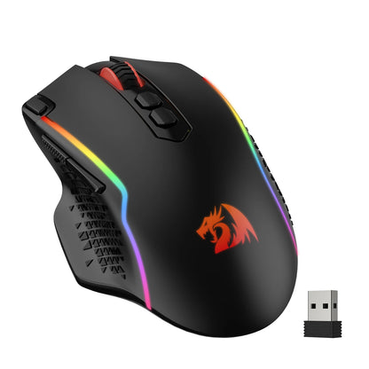 Rato Gaming Sem Fios Redragon M810 Pro, 10000 DPI, Rato Gamer com Fio c/ Tecla Rapid Fire, 8 Botões Macro, Rato Preto/Branco