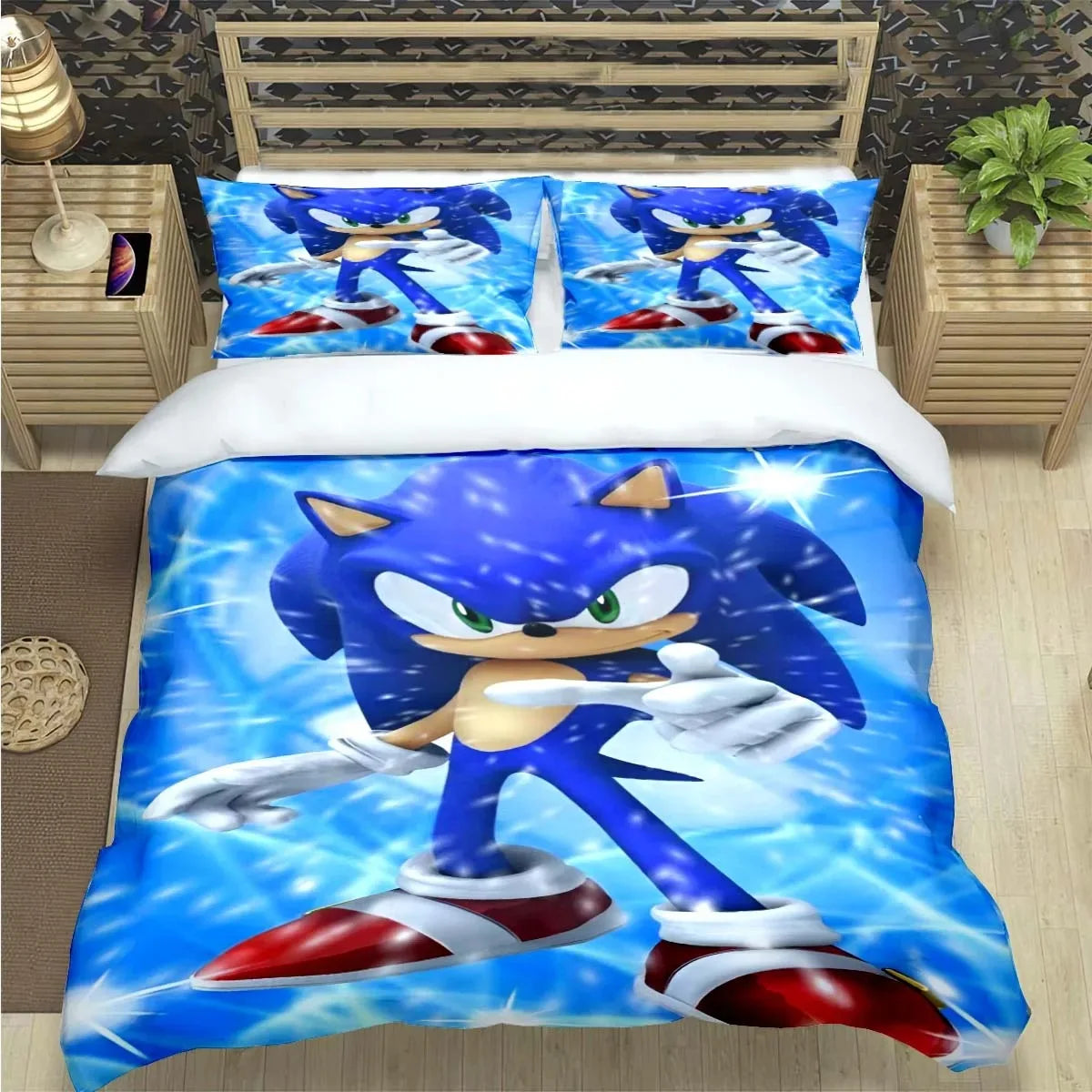 Fashion Cartoon Role Characters Print Bedding Set Sonic Duvet Cover Comforter Bed Youth Kids Girl Boys Luxury Birthday Gift