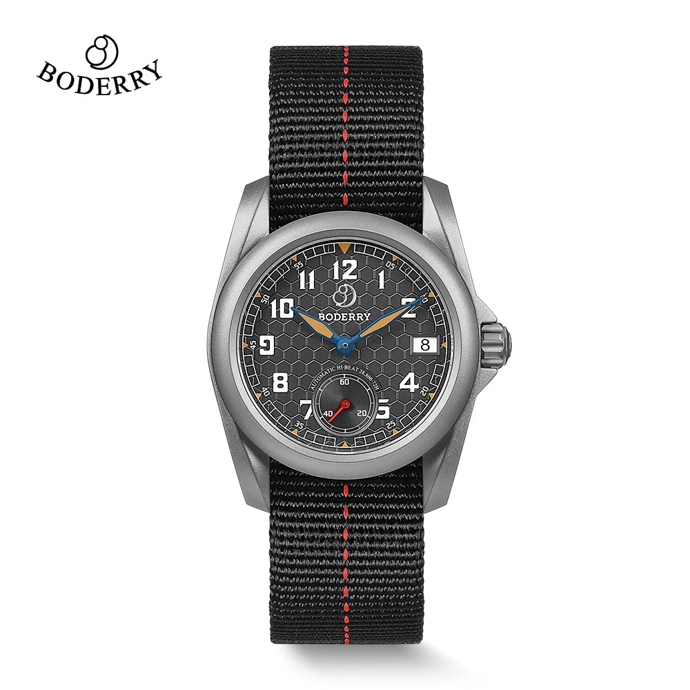 BODERRY Men's Field Watches Titanium Automatic Top Brand Wristwatch 100M Waterproof Clock Military Watch for Men
