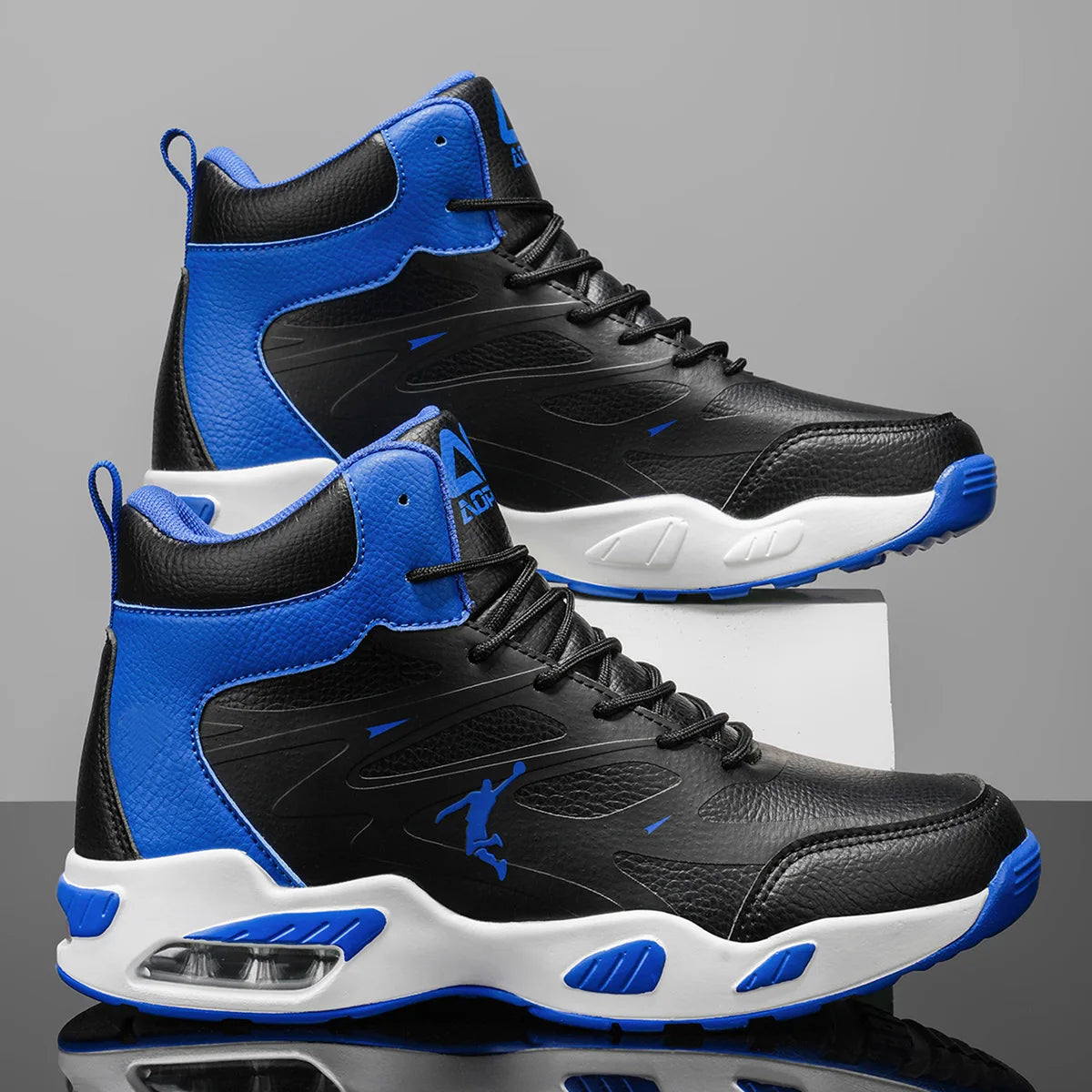Chaussures de basket-ball montantes pour hommes, amorti à coussin d'air tendance, confortables, antidérapantes, respirantes, absorbant les chocs, pour activités de plein air