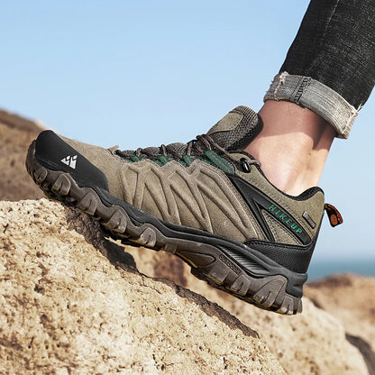 HIKEUP usnjene pohodniške čevlje, trpežni čevlji za šport na prostem, moški treking čevlji iz usnja, čevlji z vezalkami za plezanje in lov
