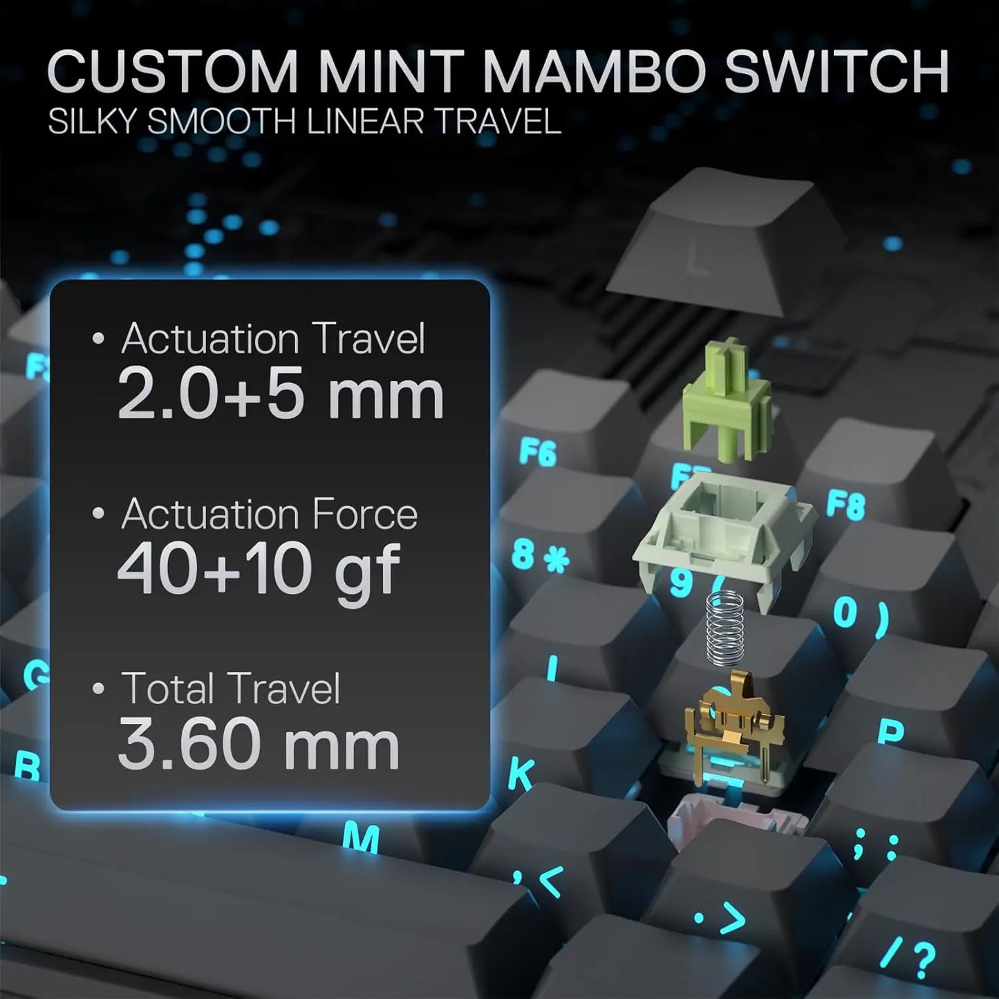 Redragon K707 PRO GB 80% Gasket RGB Gaming 3-Modes Wireless TKL Mechanical Hot-Swap Noise Dampening Keyboard,Mint Mambo Switch