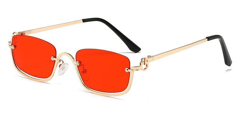 New retro metal small half frame sunglasses fashionable small square frame popular sunglasses brand designer sunglasses UV400