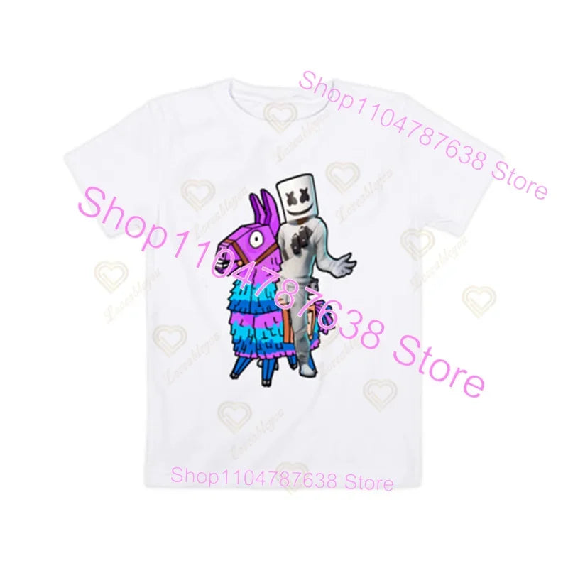 Peely Fortnite T-Shirt Round Neck Summer Short Sleeve Battle Royale Streetwear Top for Casual Wear