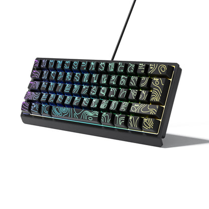 60% compact wired keyboard with RGB backlighting and gradient keycaps suitable for Windows tablets, laptops, and gamers.