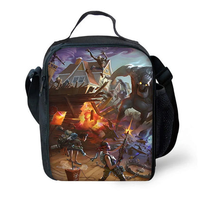 Hot Game Shooting Fortnite Child Insulated Large Capacity Bag for Boys and Girls, Student Outdoor Reusable Thermal Cooler Lunch Box