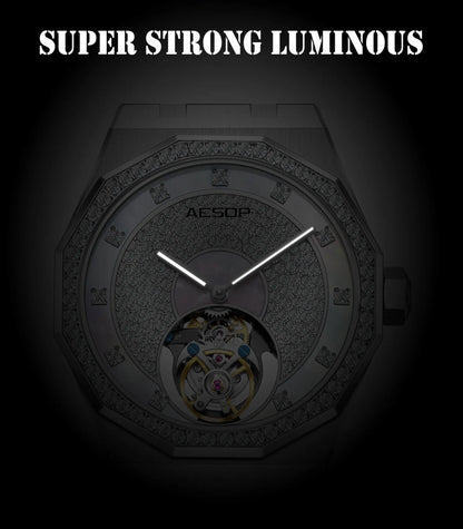 AESOP Echte Fliegende Tourbillon Mechanische Skeleton Uhr Für Mann Luxus Wasserdichte Armbanduhren Saphir Spiegel Gradienten new
