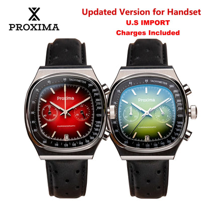 Proxima PX1734 Retro Quartz Chronograph Men Watches Sapphire Glass Enamel Dial Stainless Steel Fashion Dress Wristwatch