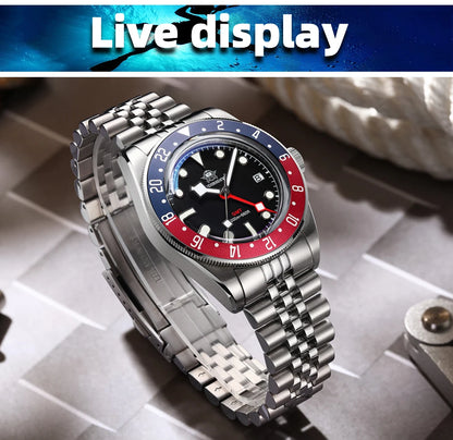 ADDIESDIVE Luxury GMT Men's Diving Watch 200m Waterproof Bubble Mirror Glass Quartz Watch BGW9 Blue Luminous Sports Watch AD2044