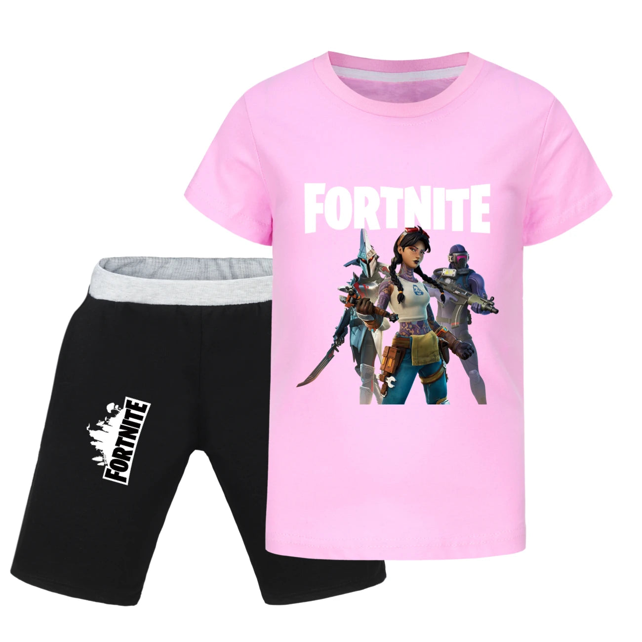 Fortnite Summer Kids Cartoon T-shirts Shorts Two-piece Set Baby Boys Tracksuit Girls Outfits 505