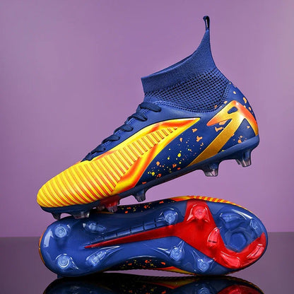 Chaussures de football pour hommes, chaussures de sport, chaussures de futsal à tige haute, chaussures de football de haute qualité pour l'intérieur, antidérapantes, pour l'entraînement en extérieur, crampons ultra-lég