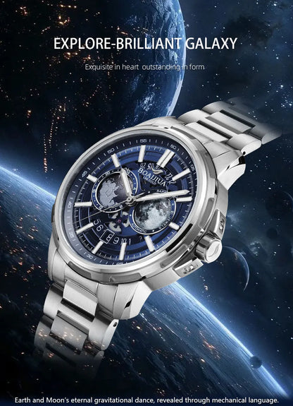 BORIAGE(BOAIJIUA) Automatic Mechanical Watch Creative Starry Sky Watch Water Resistant  Mechanical Watches Birthday Gift for Men