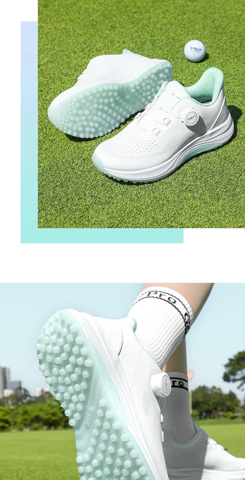 PGM ženski golfski čevlji, poletni, dihalni, z gumbi, z vezalkami, za povečanje višine, protizdrsni, korejski športni čevlji za na prostem XZ417
