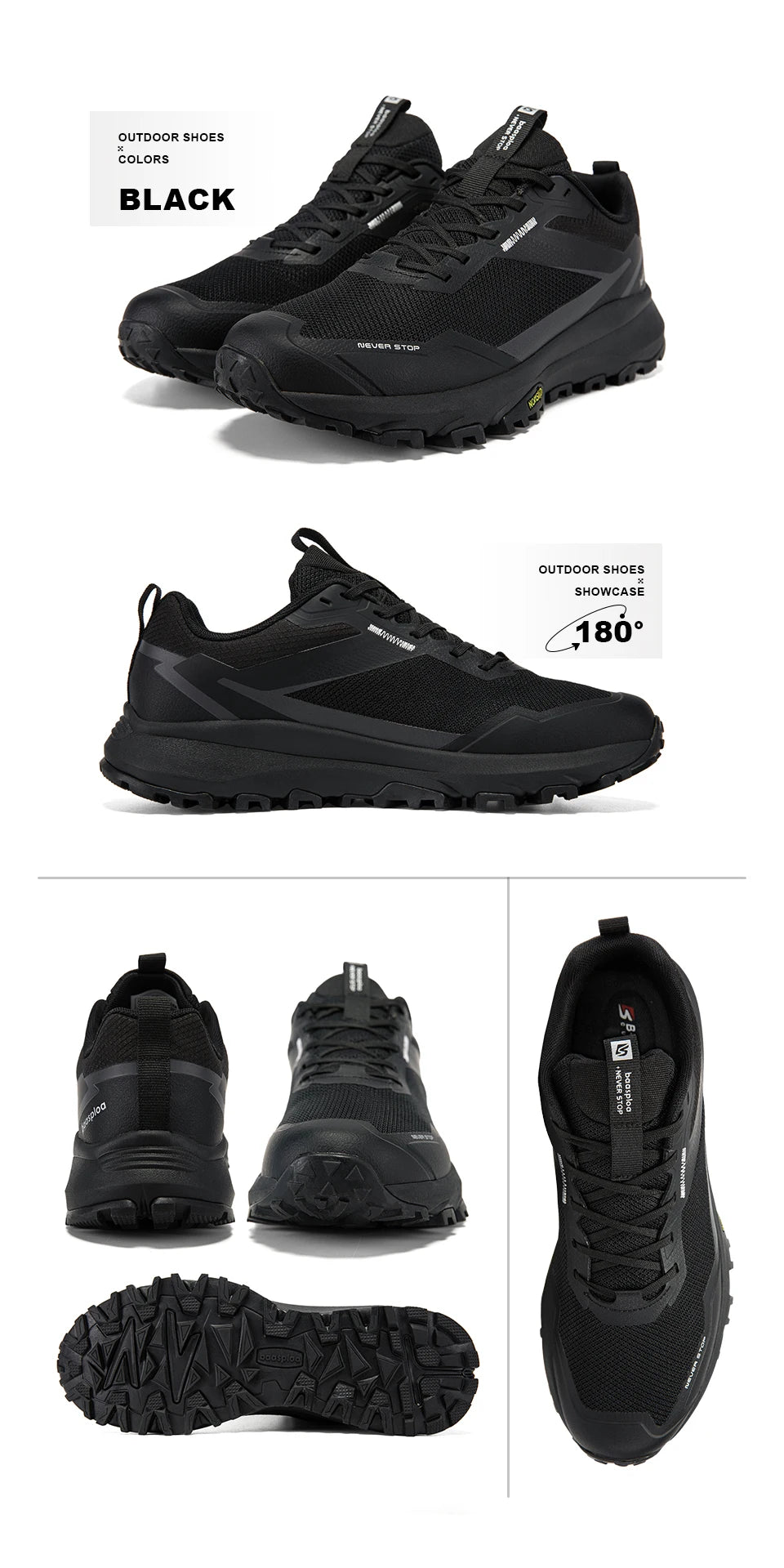 Baasploa Men Hiking Sneakers Outdoor Fashion Lightweight Breathable Shoes Male Casual Anti-Skid Wear-Resistant Climbing Shoes