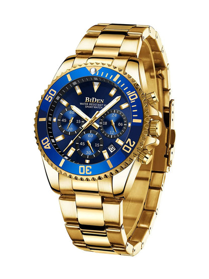 BIDEN Multi-functional men's quartz watch luxury waterproof night light business style diving series casual fashion watch