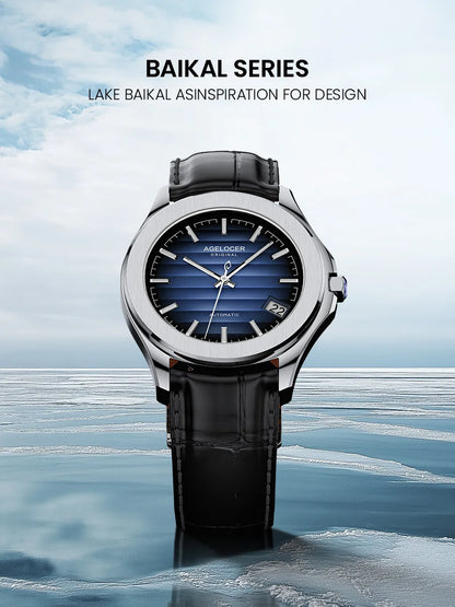 AGELOCER Original Baikal Watch Men's Luxury Gold Watch Big Calendar Business Automatic Mechanical Watch Birthday Gift