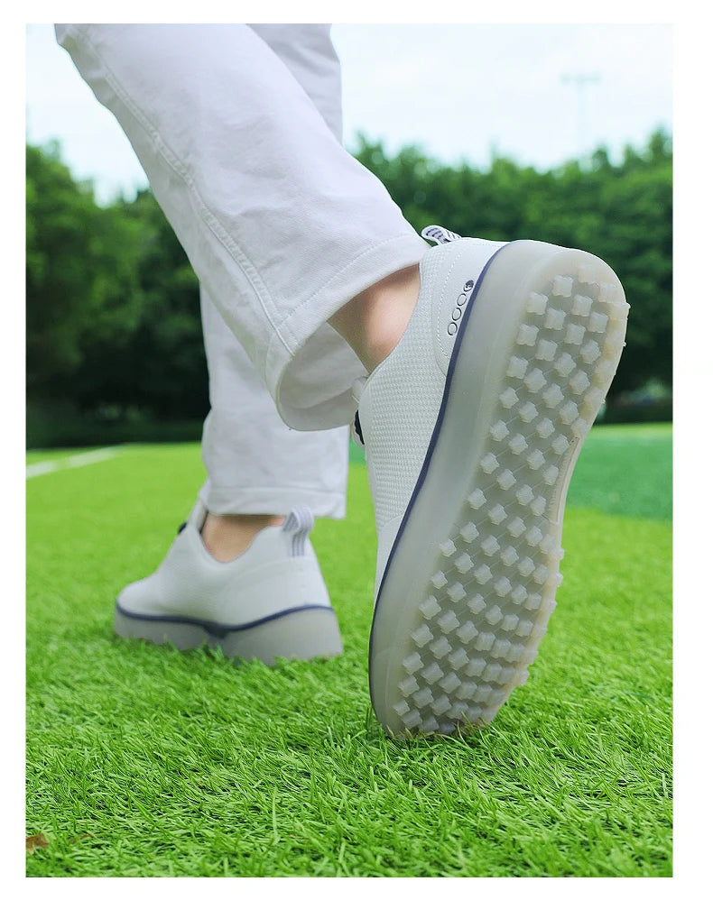 Couple Golf Shoes Men's White Waterproof Rotating Buckle Fitness Spikeless Non-slip Golf Golfer Training Golf Sneakers Women