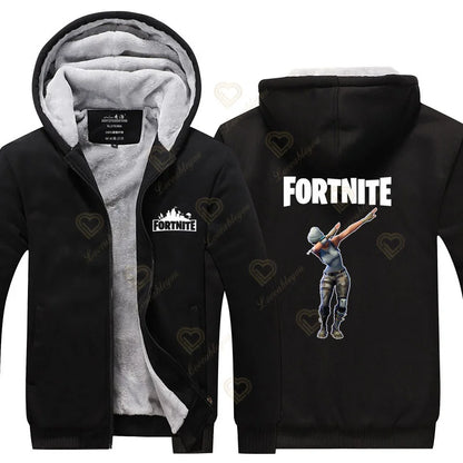 New Arrival Fortnite Men Cool Sweatshirt Battle Game Coat Winter Thick Fleece Warm Zipper Harajuku Hoodie Streetwear