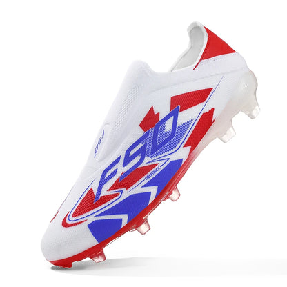 Chaussures de football sans lacets F50 de haute qualité pour hommes, crampons de football FG pour garçons, chaussures de football antidérapantes pour l'entraînement sur gazon, tailles 35-45