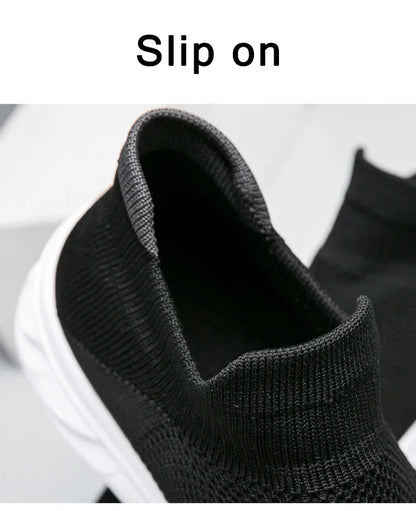 Breathable Men's Casual Shoes Lightweight Vulcanized Outdoor Platform Loafers Soft Mesh Flats Non-slip Sneakers