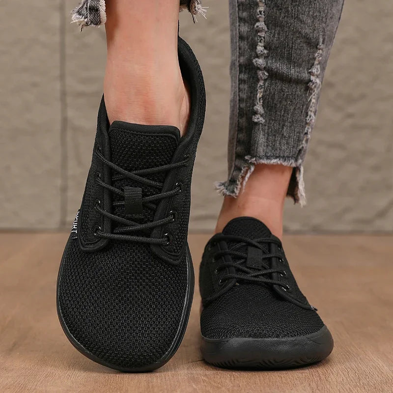 Pantofi fără toc pentru femei, din plasă moale, potriviți pentru călătorii, cu talpă lată, ușori, cu susținere, pantofi sport pentru fitness și timp liber pentru bărbați