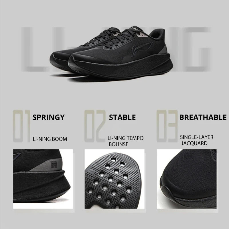 Li-Ning moški tekaški copati CHAOYING Cushion BOOM – lahki, prožni, TEMPO BOUNSE, mehki, udobni športni copati LiNing ARBW007