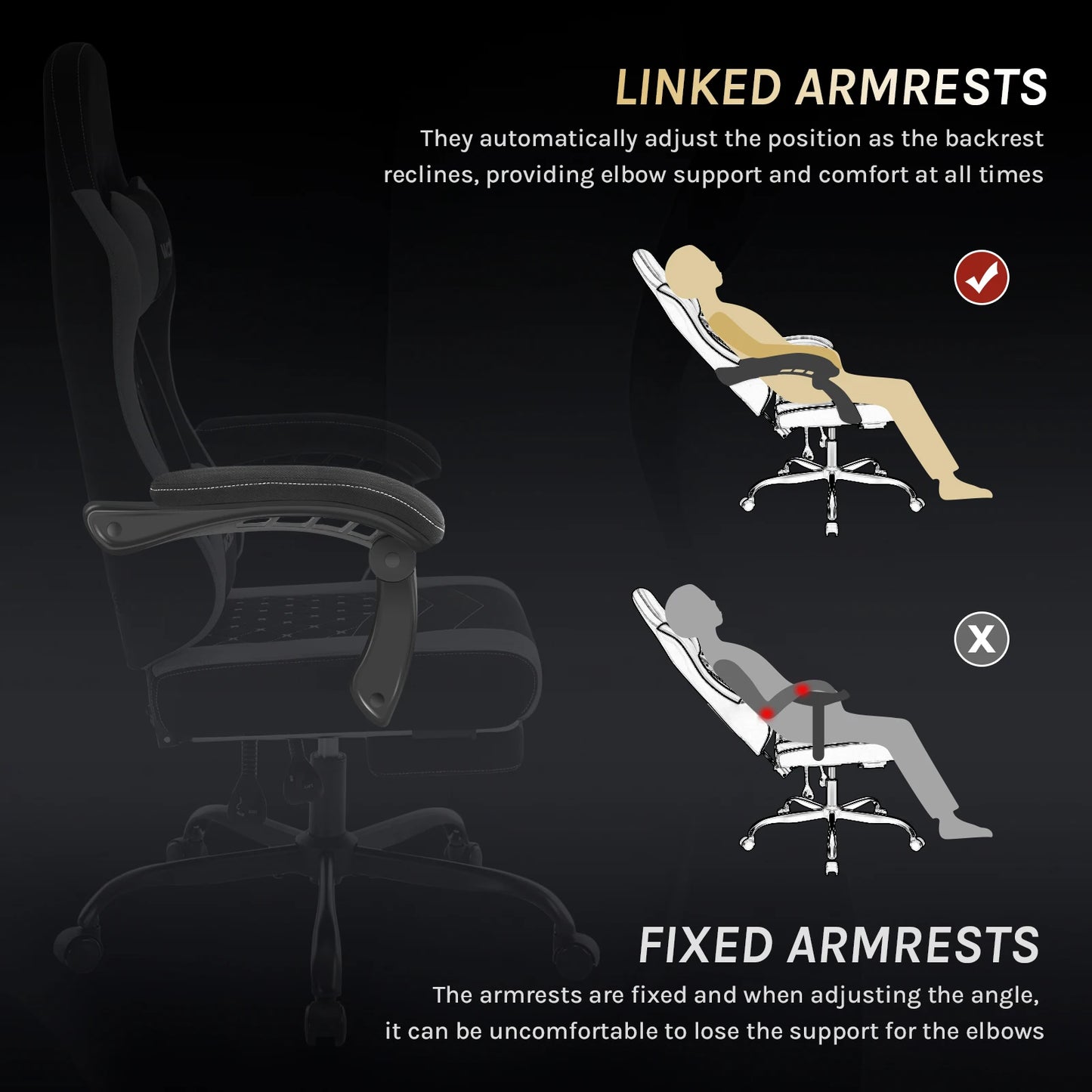 WOLTU Swivel Computer Chair with Massage Function Ergonomic Office Chair with Pillow & Footrest Height Adjustable Gaming Chair