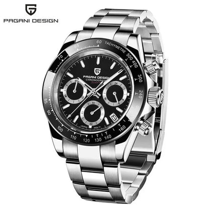 PAGANI DESIGN V2 40MM Herrenuhr mit Meteorit-Zifferblatt, Quarzwerk, Saphirglas, Retro-Chronograph, wasserdichte Uhr für Herren