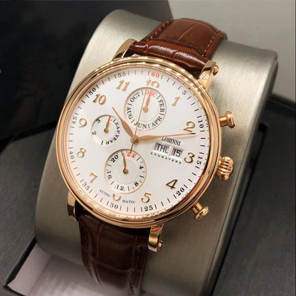 Luxury Brand Switzerland LOBINNI Perpetual Calendar Automatic Mechanical Men's Watches Sapphire Multi-function Clock L13019-8
