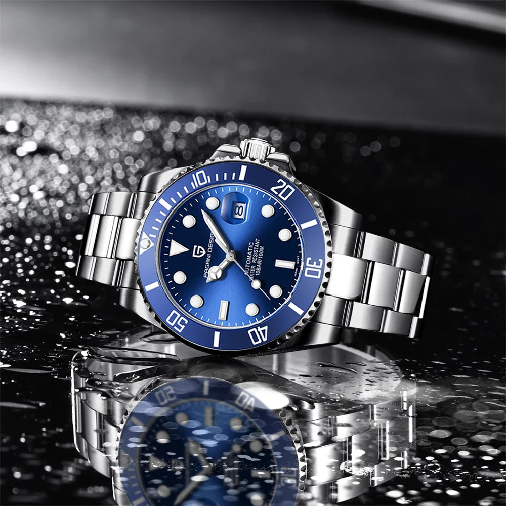 New PAGANI DESIGN Diving Automatic MechanicalWatch Luxury Sports WaterproofWatch Stainless Steel Sapphire Luminous Watch for Men