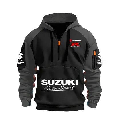 2025 Suzuki Logo Hoodie Motorcycle Racing Cycling Sweatshirt Racing Clothing Sweatshirt Half Zipper Multi-pocket Zipper Hoodie, Produit gaming premium Fraquane