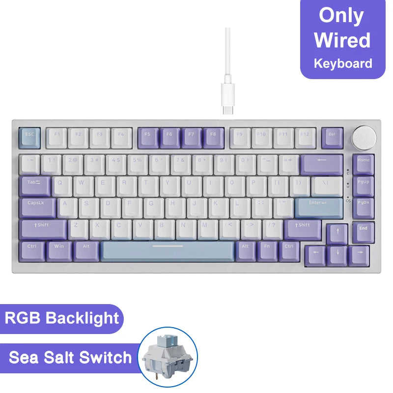 AJAZZ AK820 Pro Gaming Mechanical Keyboard 75% Wireless Bluetooth RGB Hot-Swappable Mechanical Keyboard with Volume Knob for PC, Mac & Laptop