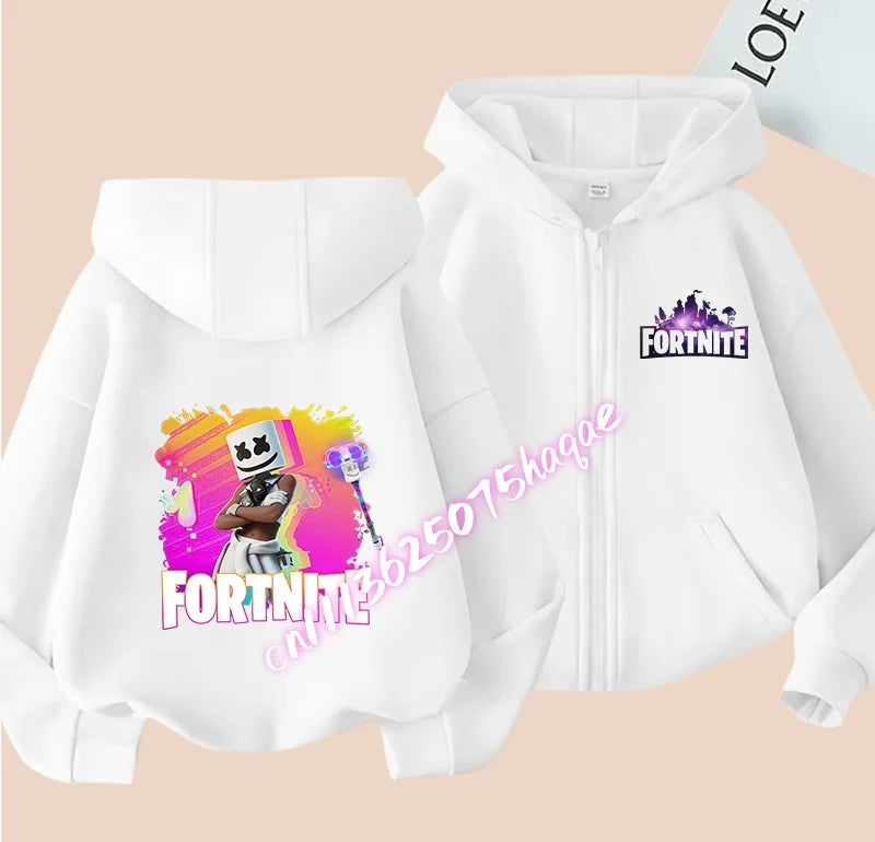 Kid Outdoor Jacket Cartoon FORTNITED Girl Boy Sweatshirt Coat High-Quality Thin Windbreaker Girl Autumn Zip Jacket Clothing Tops